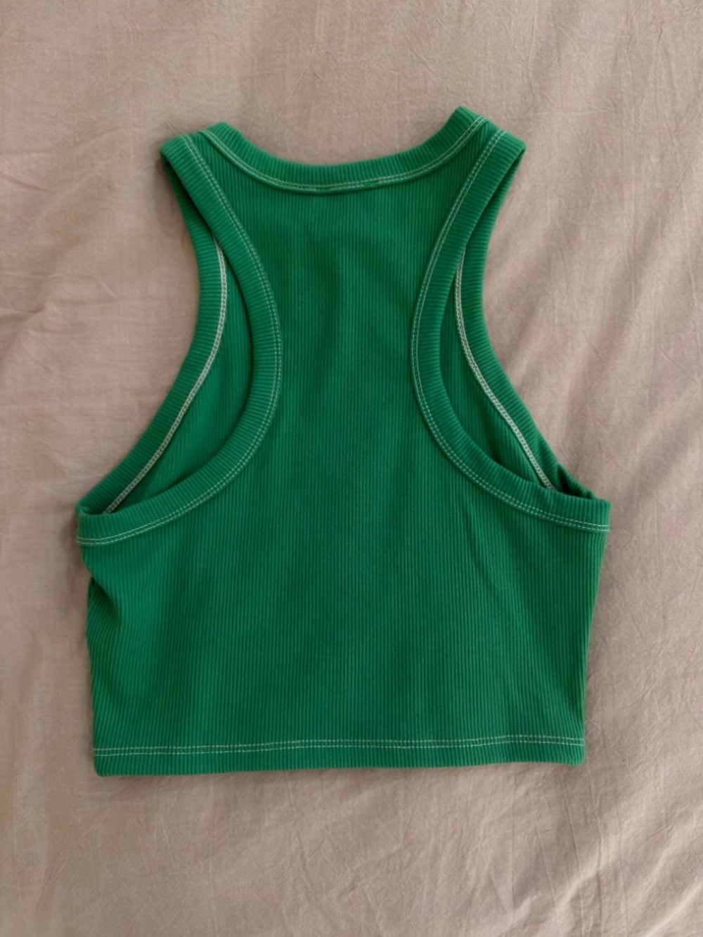 Princess Polly Bright Green Ribbed Racerback Crop Tank - Picture 3 of 3